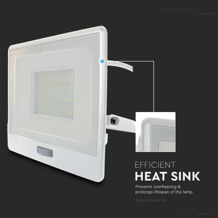 Reflector LED con sensor LED/50W/230V 6500K IP65 blanco