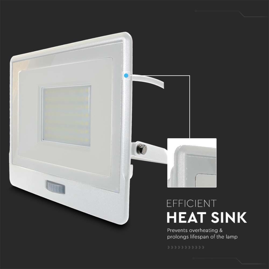 Reflector LED con sensor LED/50W/230V 6500K IP65 blanco