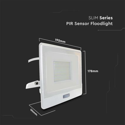 Reflector LED con sensor LED/50W/230V 6500K IP65 blanco