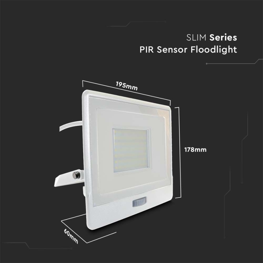 Reflector LED con sensor LED/50W/230V 6500K IP65 blanco
