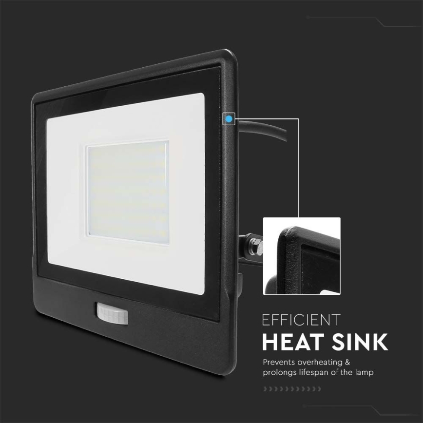 Reflector LED con sensor LED/50W/230V 6500K IP65 negro