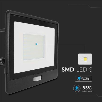 Reflector LED con sensor LED/50W/230V 6500K IP65 negro