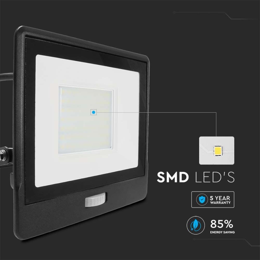 Reflector LED con sensor LED/50W/230V 6500K IP65 negro