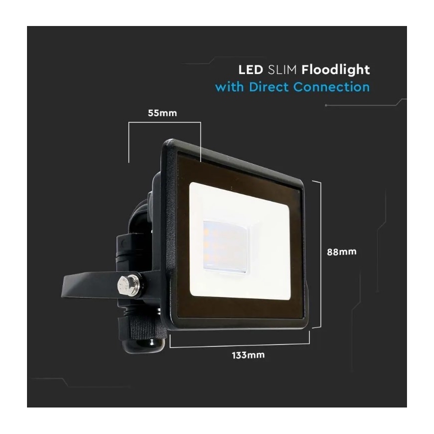 Reflector LED SAMSUNG CHIP LED/10W/230V IP65 6500K negro