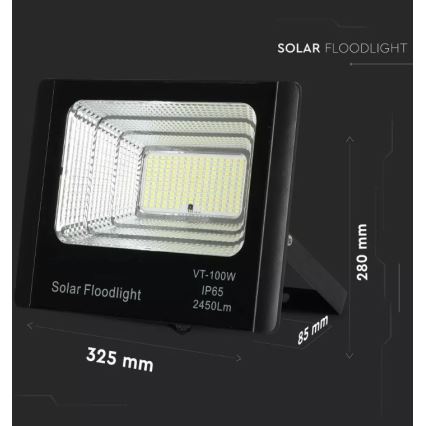 Reflector LED solar regulable LED/35W/10V 6000K IP65 + mando a distancia