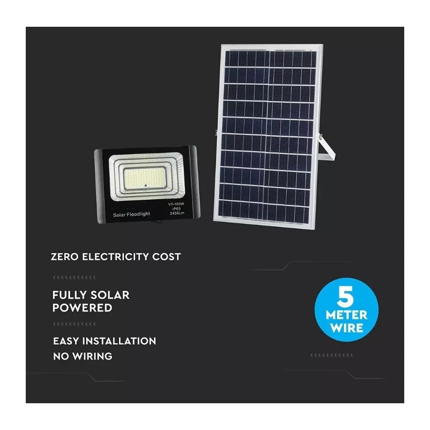 Reflector LED solar regulable LED/35W/10V 6000K IP65 + mando a distancia