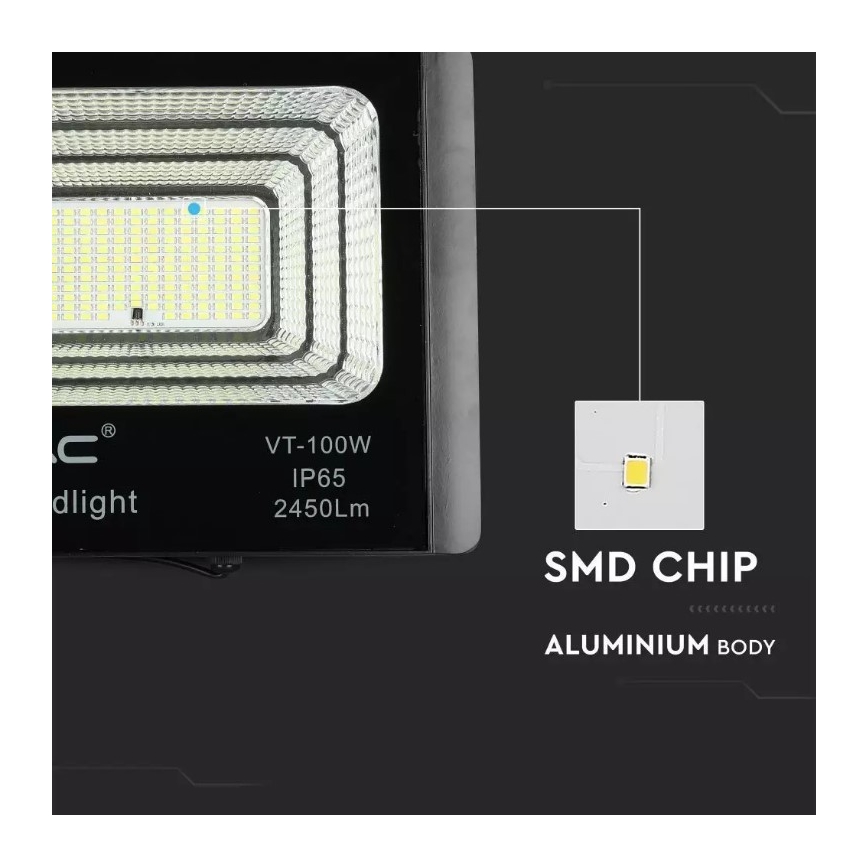 Reflector LED solar regulable LED/35W/10V 6000K IP65 + mando a distancia