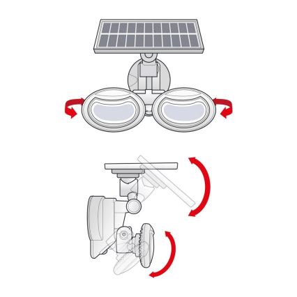 Reflector solar LED con sensor 2xLED/4W/5V IP65