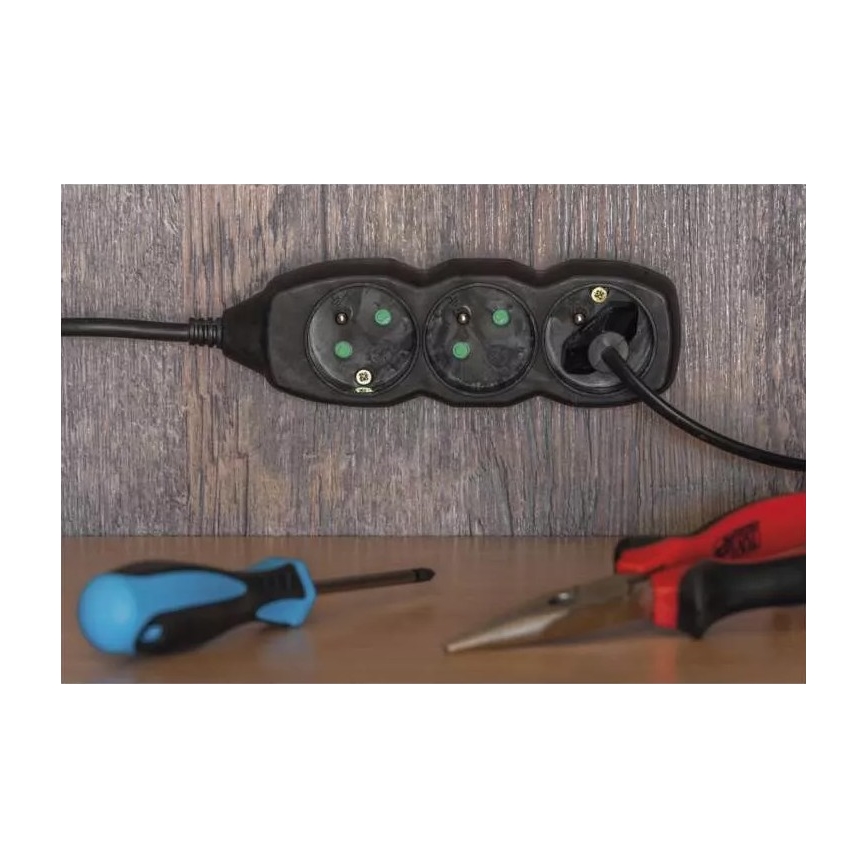 Regleta 4Z 5m negro