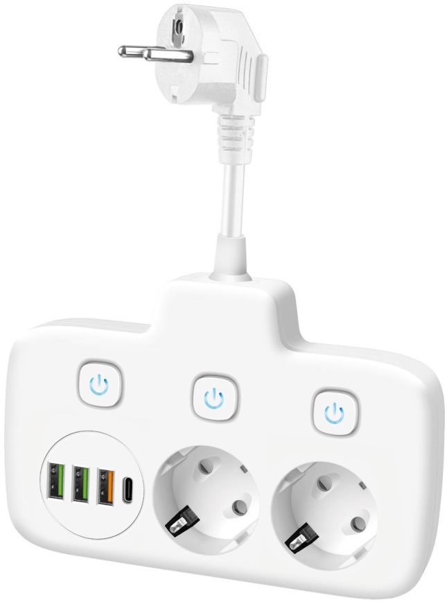 Regleta de enchufes con interruptor LINEA 2x230V + 4xUSB A/C SCHUKO blanco