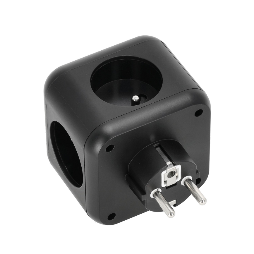 Regleta de enchufes con interruptor LINEA 3x230V + 4xUSB A/C negro