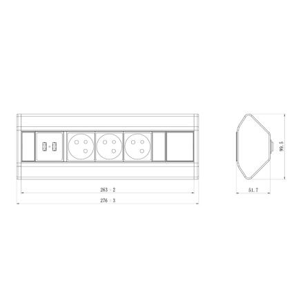 Regleta de esquina 3x 230V + USB-A 3,1A + USB-C 15,5W 230V