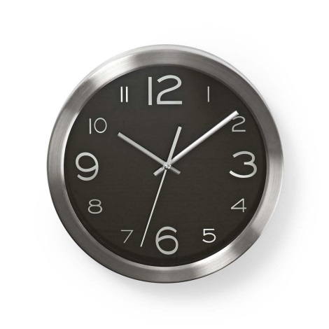 Reloj de pared 1xAA/1,5V acero inoxidable 30 cm negro