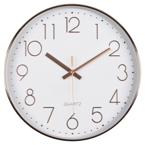 Reloj de pared 1xAA 29 cm blanco/dorado rosa