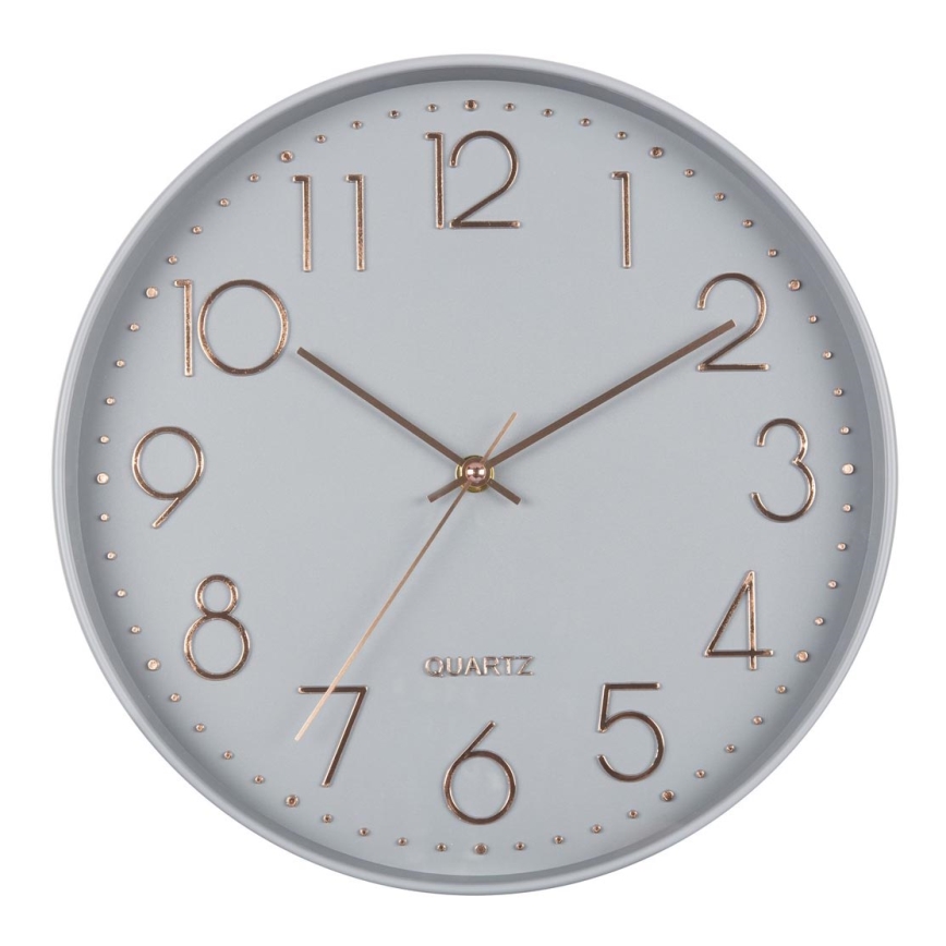 Reloj de pared 1xAA 29 cm gris/dorado rosa