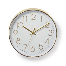 Reloj de pared 1xAA blanco/dorado