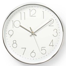 Reloj de pared 1xAA blanco/plata