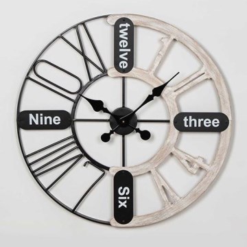 Reloj de pared 1xAA d. 60 cm pátina blanco/negro