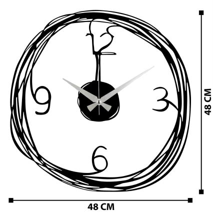 Reloj de pared 48 cm 1xAA negro