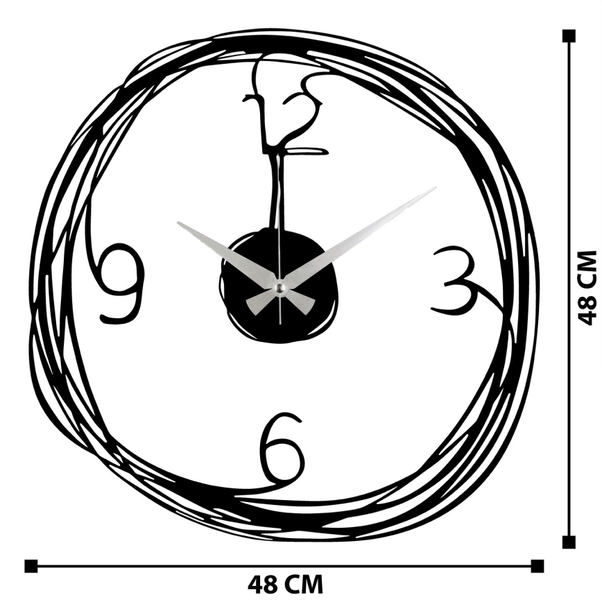Reloj de pared 48 cm 1xAA negro