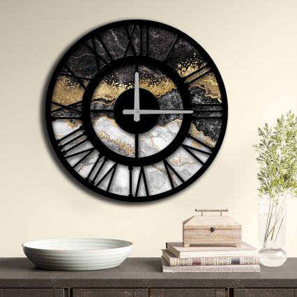 Reloj de pared 50 cm 1xAA negro/dorado/gris