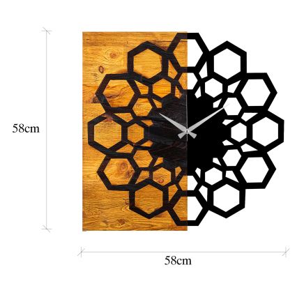 Reloj de pared 58x58 cm 1xAA madera/metal