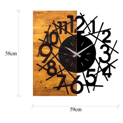 Reloj de pared 59x58 cm 1xAA madera/metal