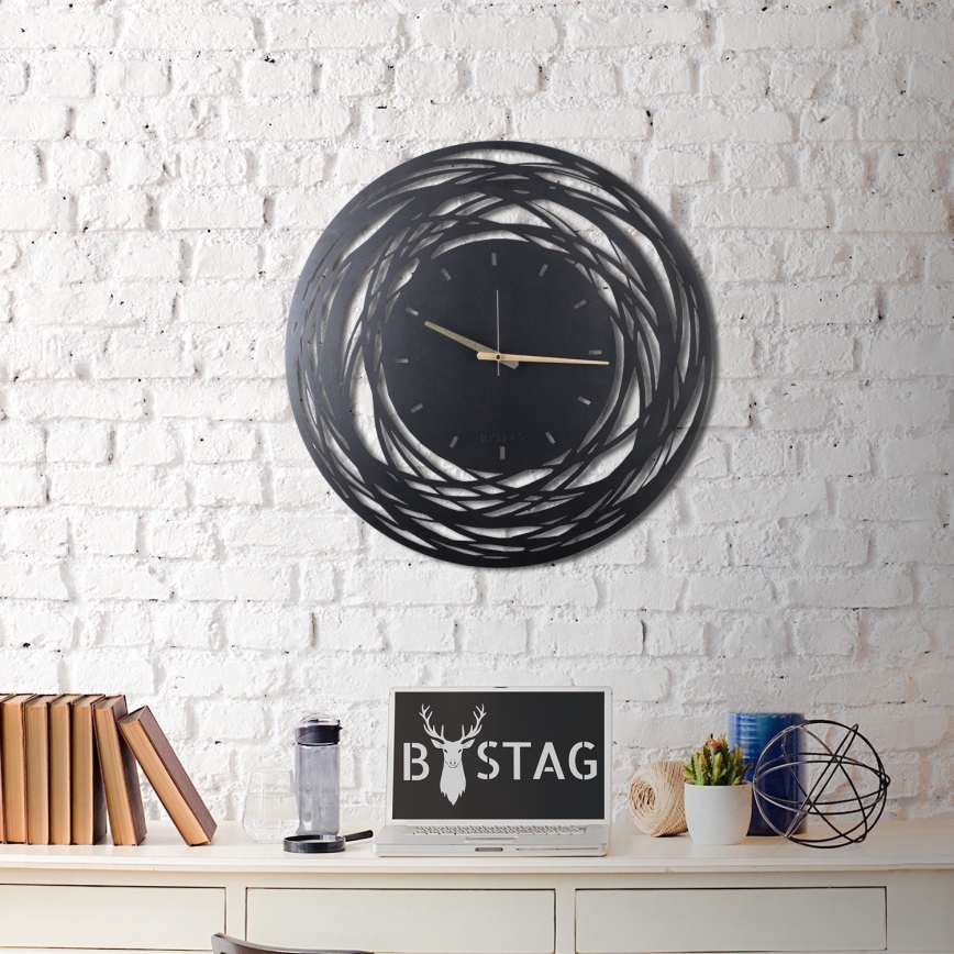 Reloj de pared 70 cm 1xAA negro/dorado