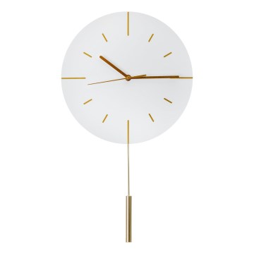 Reloj de pared con péndulo diá. 30 cm 1xAA blanco/dorado