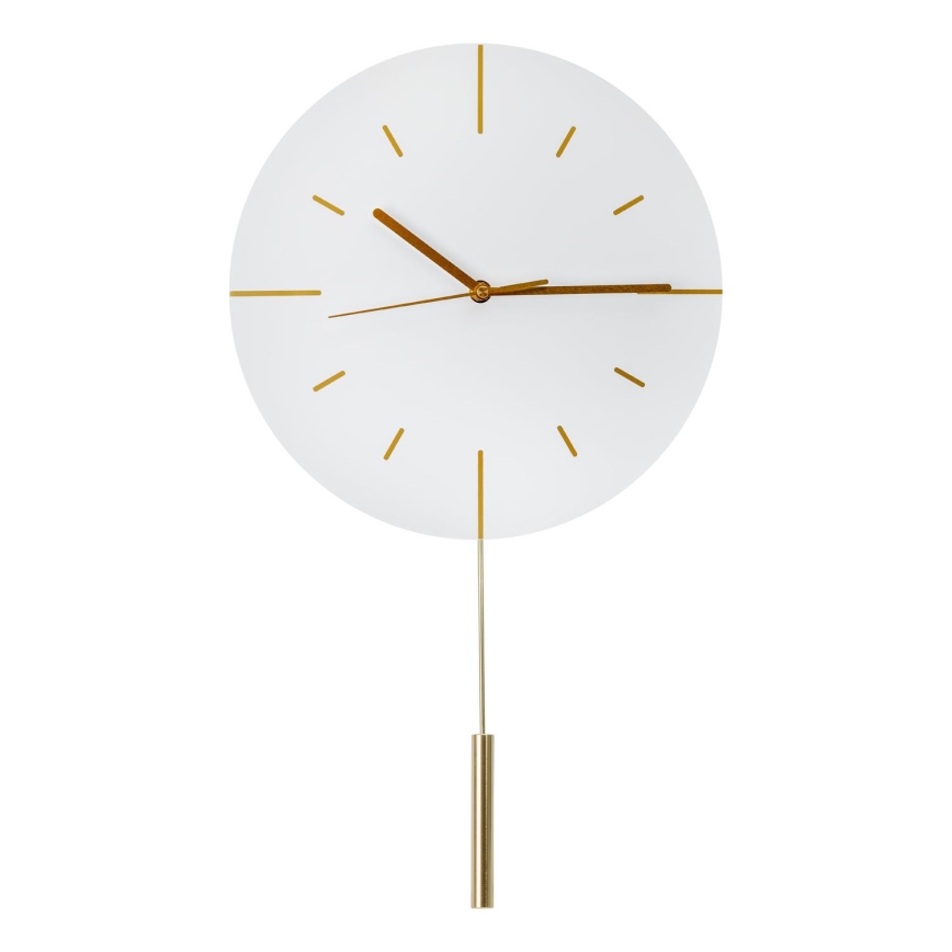 Reloj de pared con péndulo diá. 30 cm 1xAA blanco/dorado