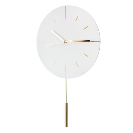 Reloj de pared con péndulo diá. 30 cm 1xAA blanco/dorado