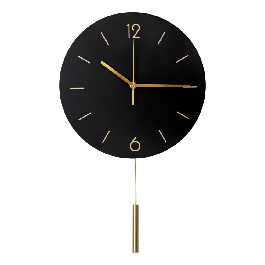 Reloj de pared con péndulo diá. 30 cm 1xAA negro/dorado