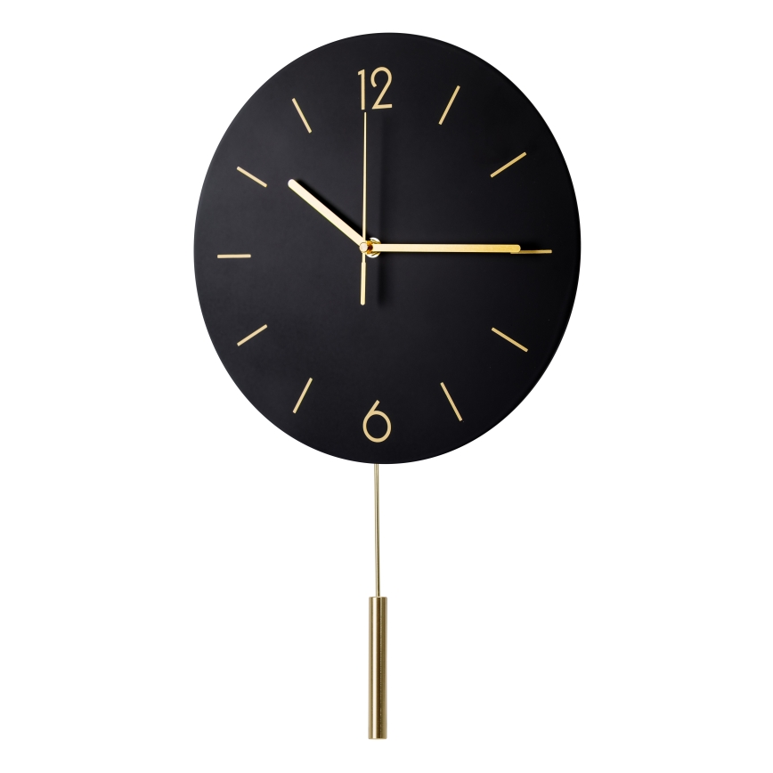 Reloj de pared con péndulo diá. 30 cm 1xAA negro/dorado