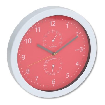 Reloj de pared con termómetro e higrómetro 1xAA rojo