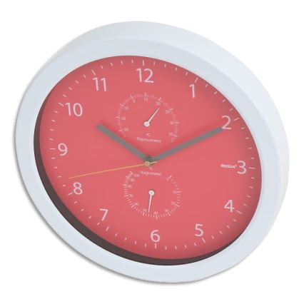Reloj de pared con termómetro e higrómetro 1xAA rojo