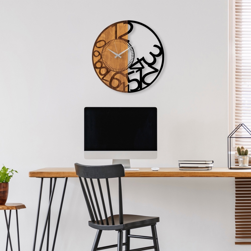 Reloj de pared diá. 56 cm 1xAA madera/metal