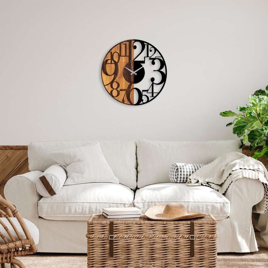 Reloj de pared diá. 56 cm 1xAA madera/metal