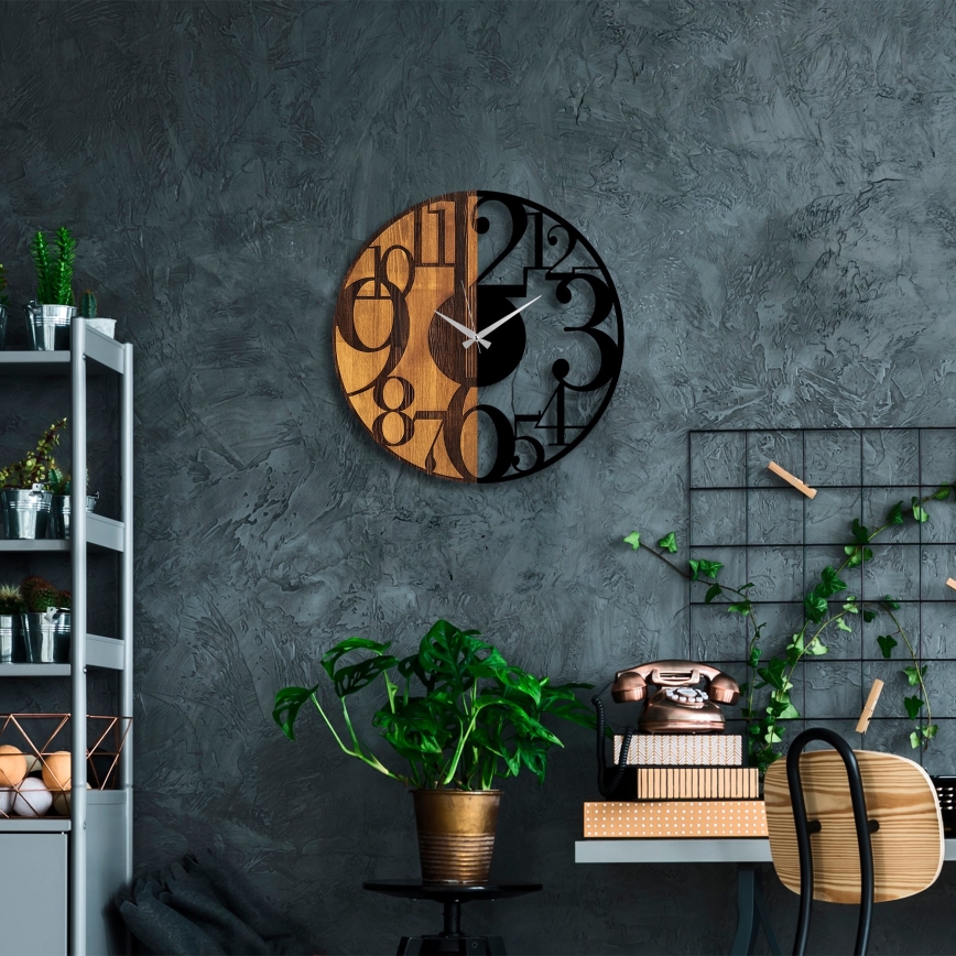 Reloj de pared diá. 56 cm 1xAA madera/metal