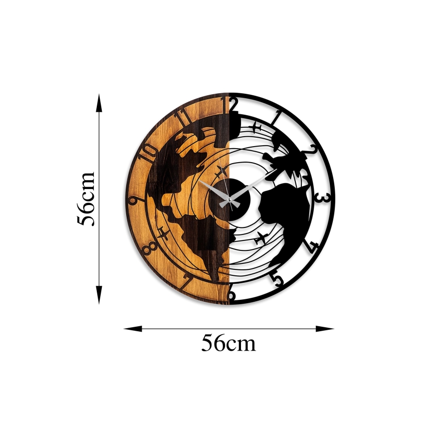 Reloj de pared diá. 56 cm 1xAA madera/metal
