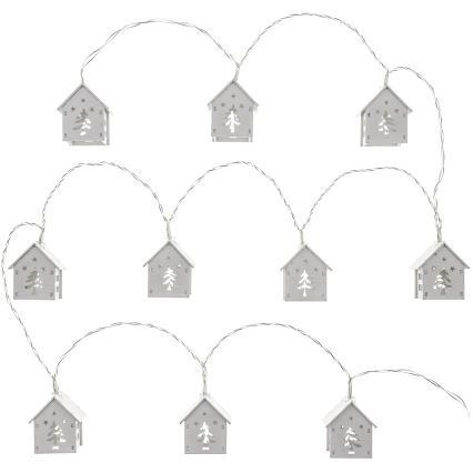 Cadena de Navidad LED 10xLED/2xAA 2,3m blanco cálido