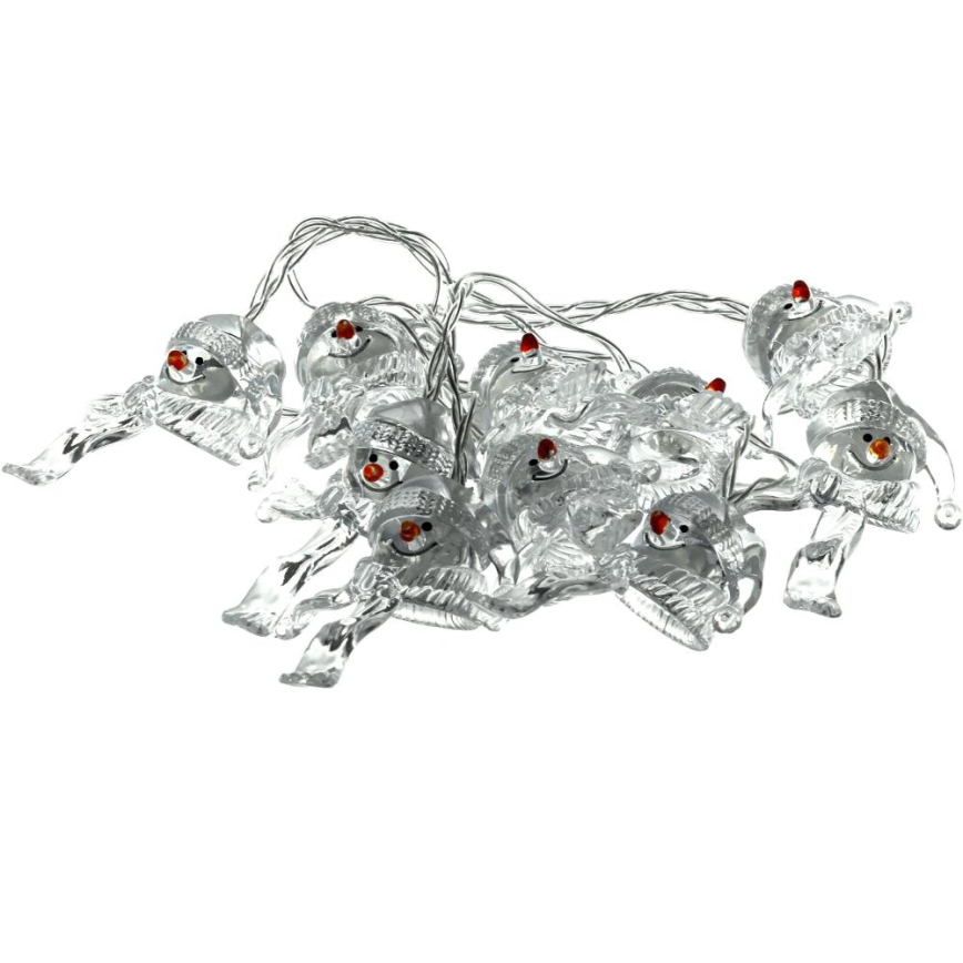 Cadena de Navidad LED 10xLED/2xAA/blanco cálido 1,65m muñecos de nieve