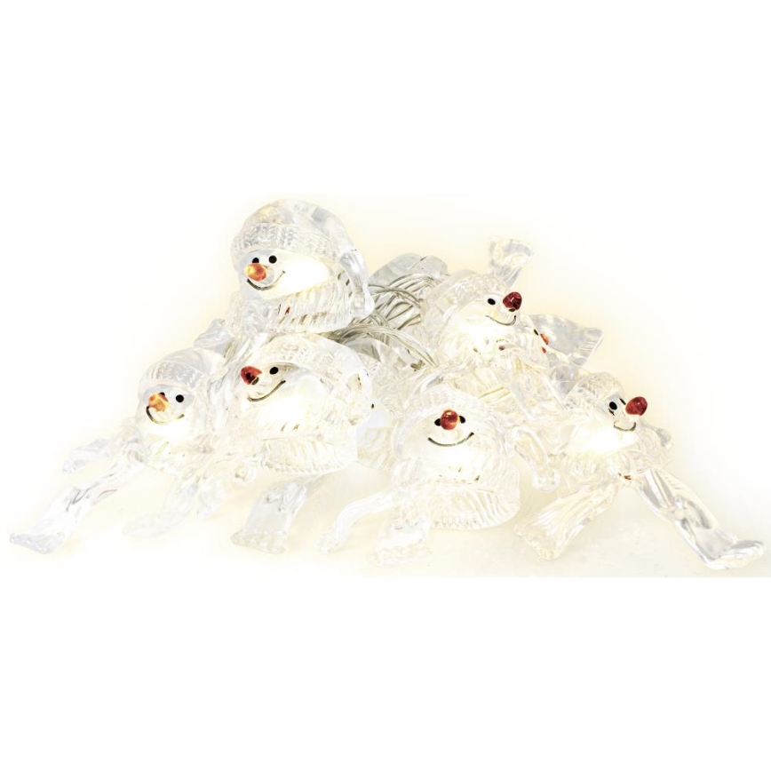 Cadena de Navidad LED 10xLED/2xAA/blanco cálido 1,65m muñecos de nieve