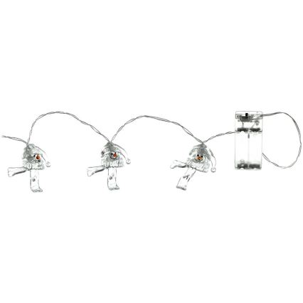 Cadena de Navidad LED 10xLED/2xAA/blanco cálido 1,65m muñecos de nieve