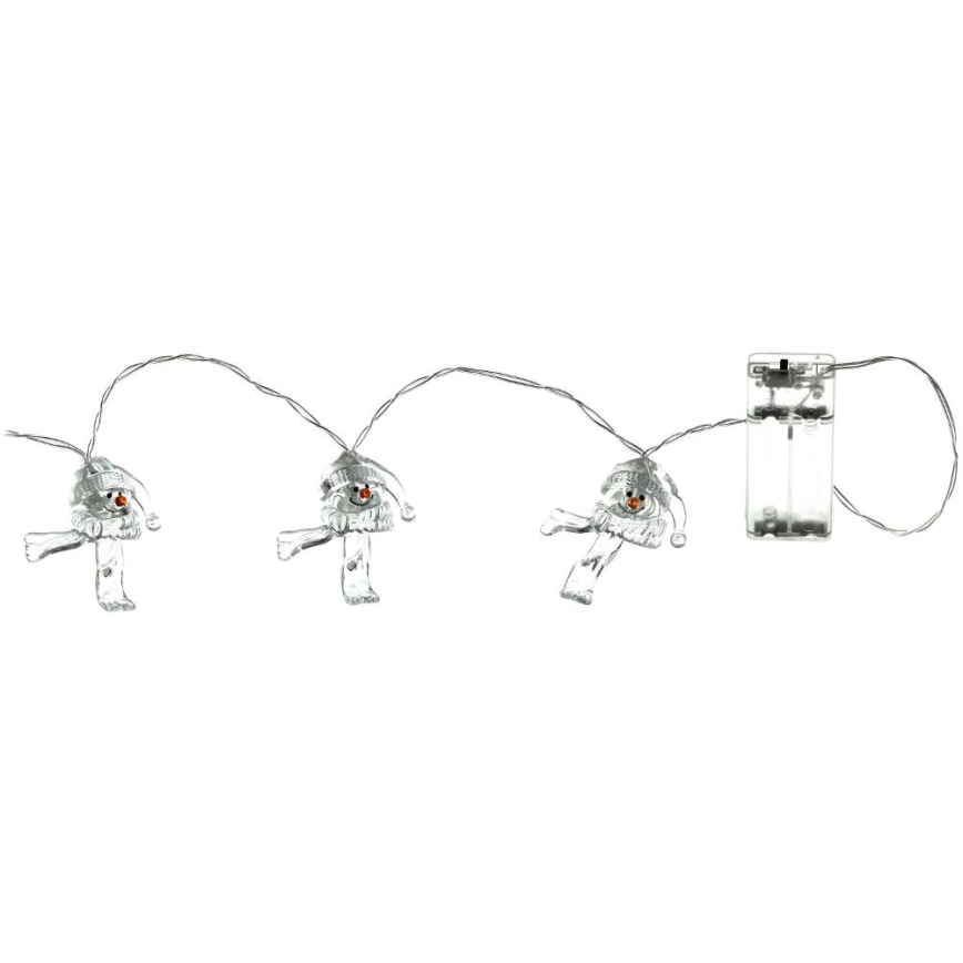 Cadena de Navidad LED 10xLED/2xAA/blanco cálido 1,65m muñecos de nieve