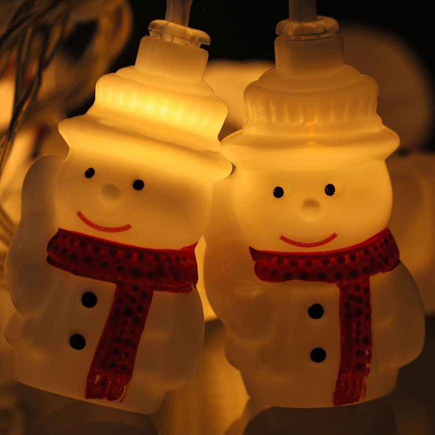 Cadena de Navidad LED 20xLED/3xAA/blanco cálido 3,3m muñecos de nieve