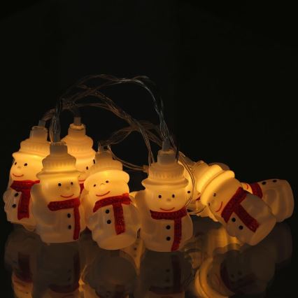 Cadena de Navidad LED 20xLED/3xAA/blanco cálido 3,3m muñecos de nieve