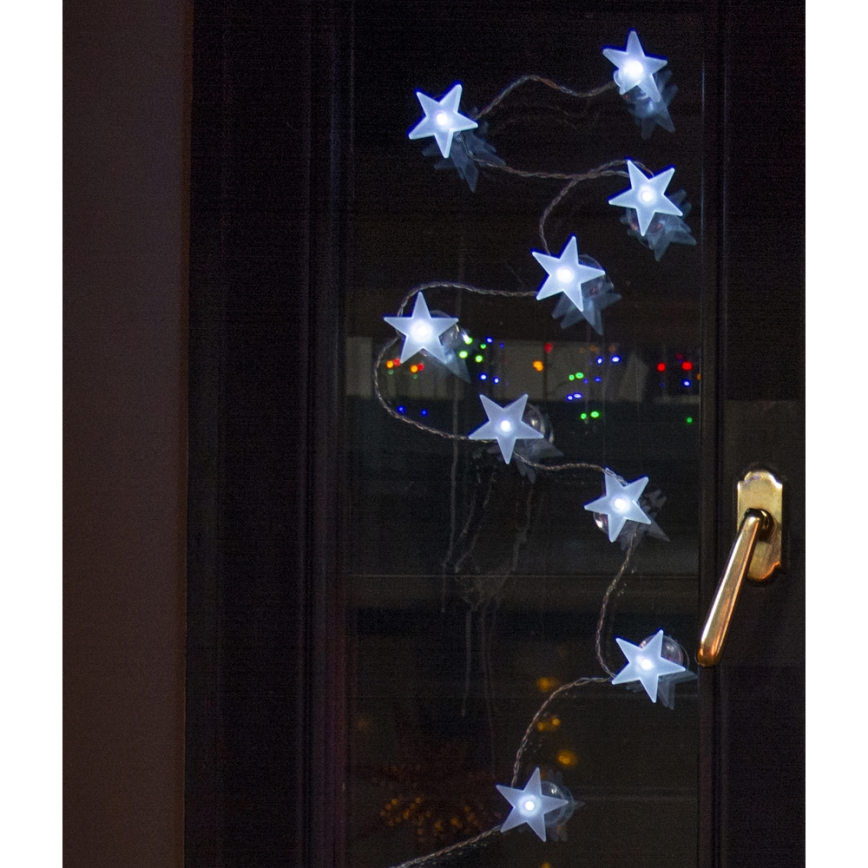 Cadena decorativa LED con ventosas 10xLED/2xAA 1,8m blanco frío