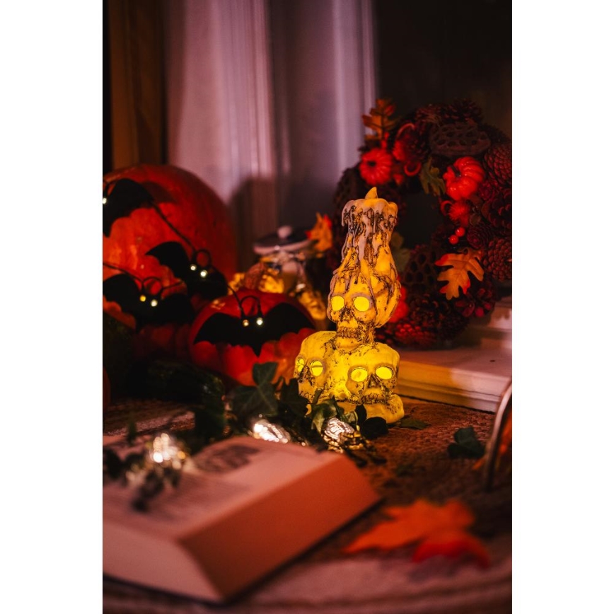 Cadena decorativa LED HALLOWEEN 10xLED/2xAA/blanco cálido 1,3m murciélagos