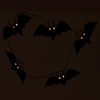 Cadena decorativa LED HALLOWEEN 10xLED/2xAA/blanco cálido 1,3m murciélagos