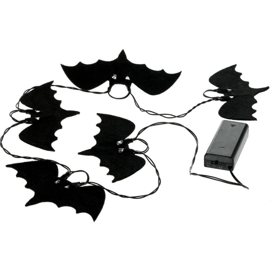 Cadena decorativa LED HALLOWEEN 10xLED/2xAA/blanco cálido 1,3m murciélagos